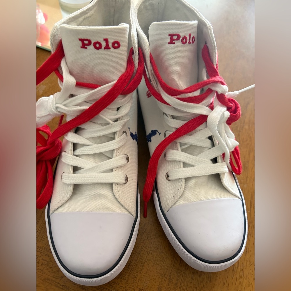 Polo by Ralph Lauren for kids. White Canvas Sneakers. Size 5